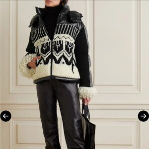 NEW Moncler Hyoseris intarsia wool-blend Black and White Knit Jacket